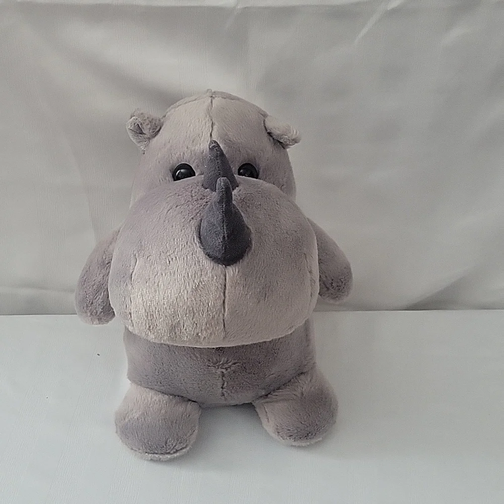 Rhinoceros Rhino Plush Chunky Gray Sitting Stuffed Animal Toy 11